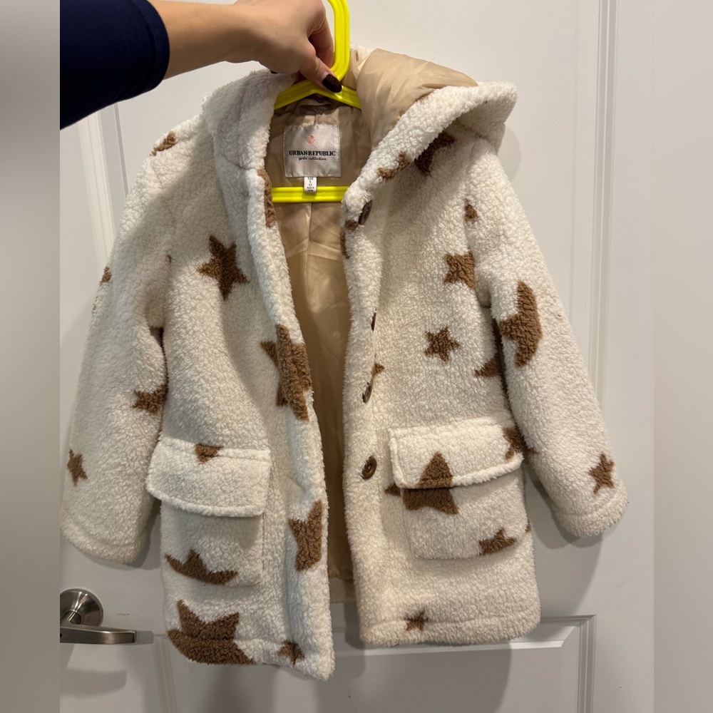 Urban Republic White and Brown Star Pattern Kids Puffer Coat